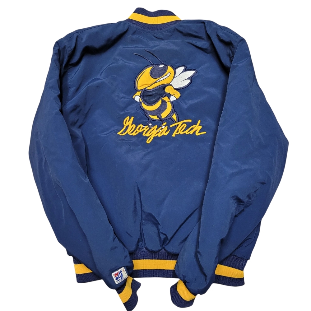 Rare! Vintage 80s The Game Georgia Tech Embroidered Bomber Jacket Men's Large